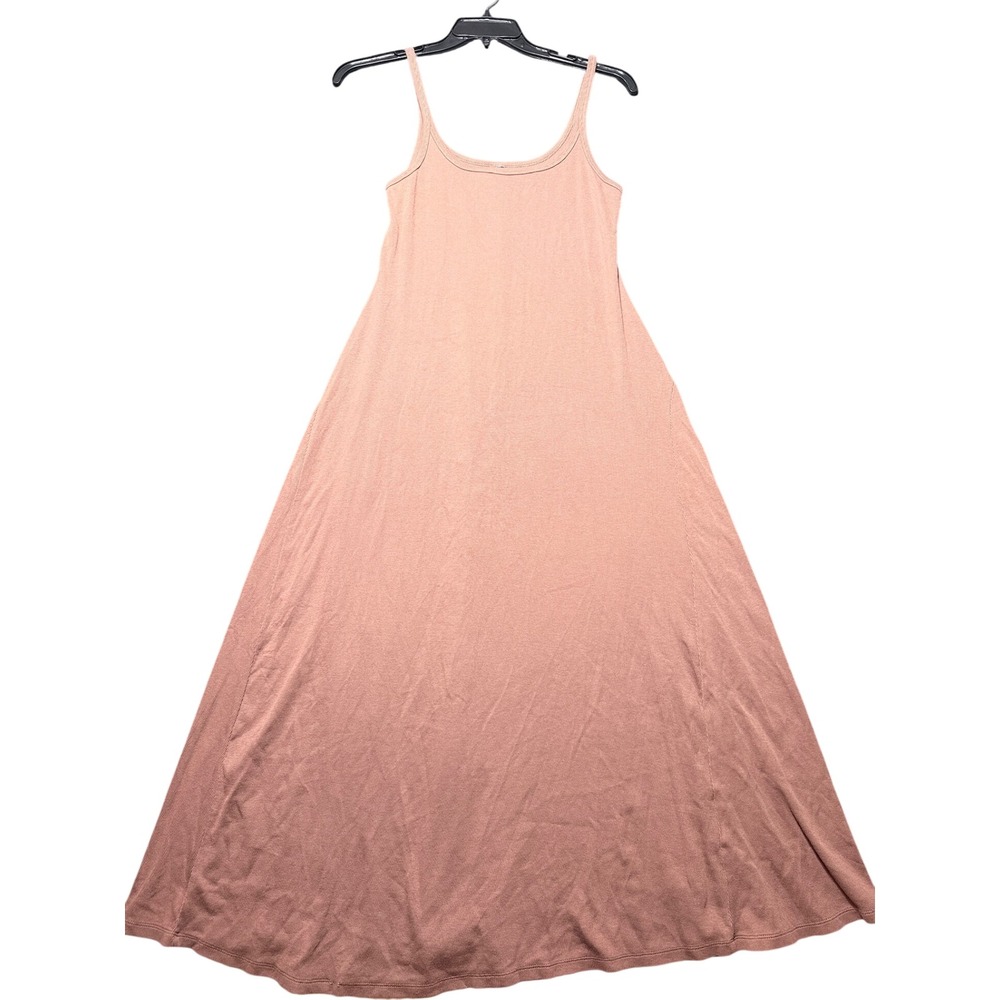 Old Navy Hourglass Maxi Dress Women L Warm Taupe Ribbed Sleeveless